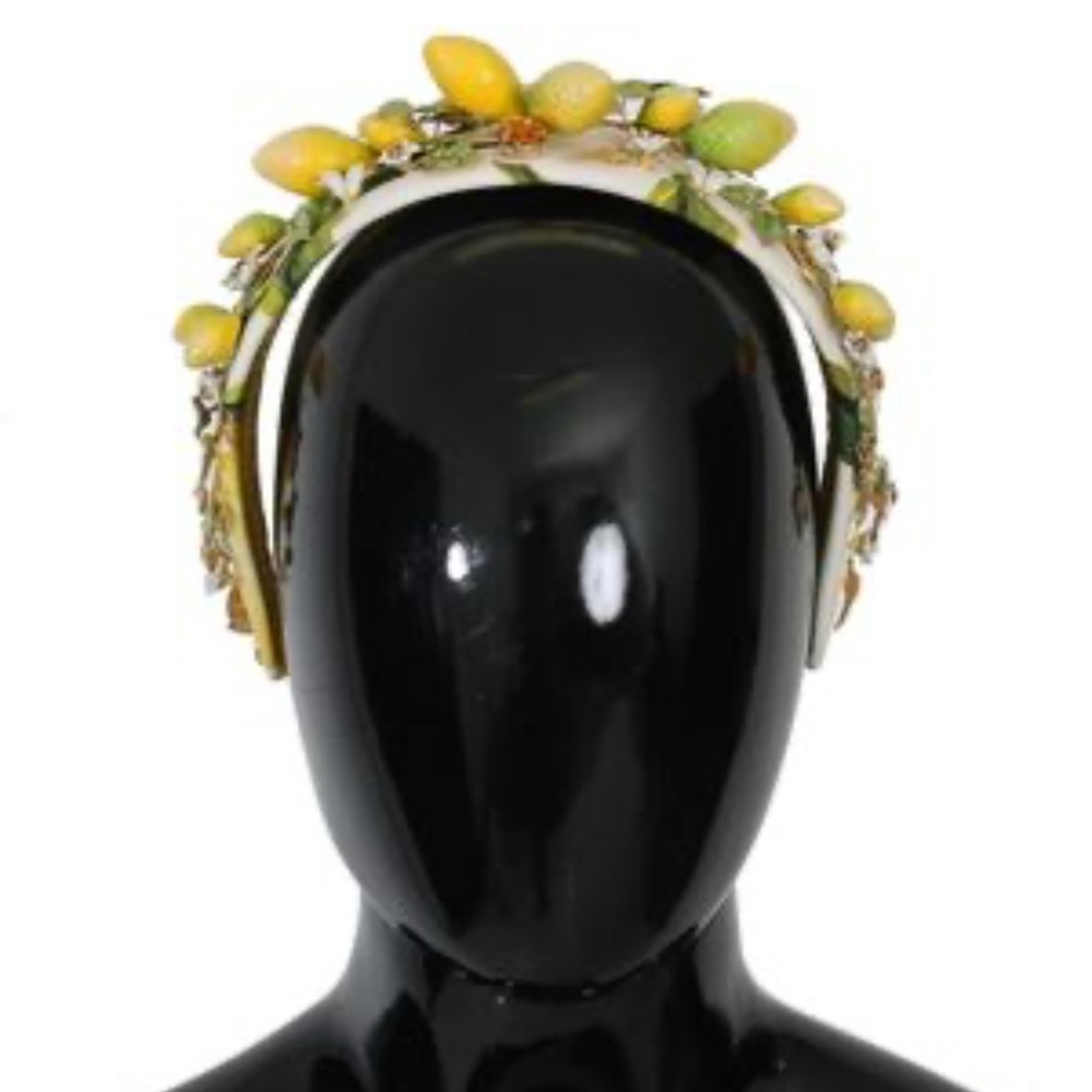 Dolce Gabbana Gold Brass Lemons Crystal Embellished Headband Metal Diadem In Box - Picture 2 of 8